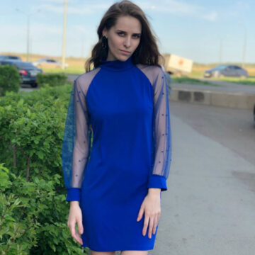 Pearl-Mesh-Lantern-Sleeve-A-line-Mini-Dress-Women-Solid-O-neck-Blue-Dresses-2019-Summer-3.jpg