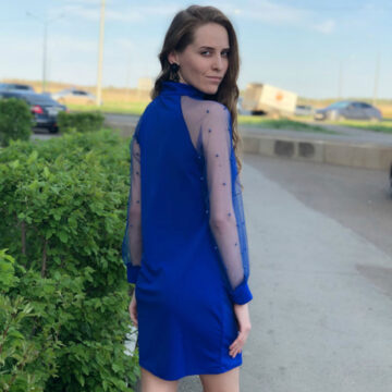 Pearl-Mesh-Lantern-Sleeve-A-line-Mini-Dress-Women-Solid-O-neck-Blue-Dresses-2019-Summer-4.jpg